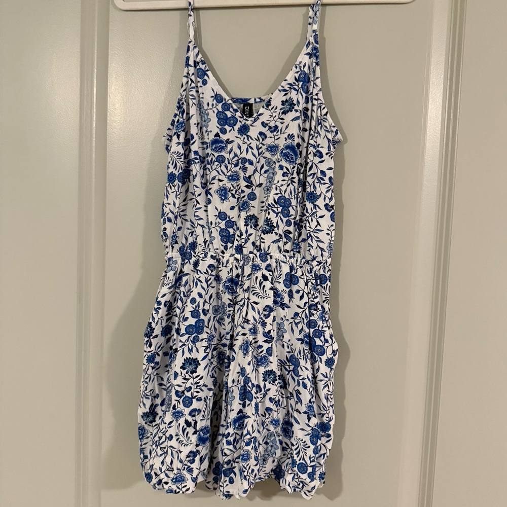 H&M Blue Floral Patterned Romper